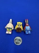 Lot Of 3 Lego SpongeBob Minifigures - SpongeBob, Patrick, and Mr. Krabs