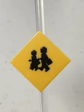Custom Printed Caution School Crossing Sign UV Printed On LEGO 2x2 Yellow Tile