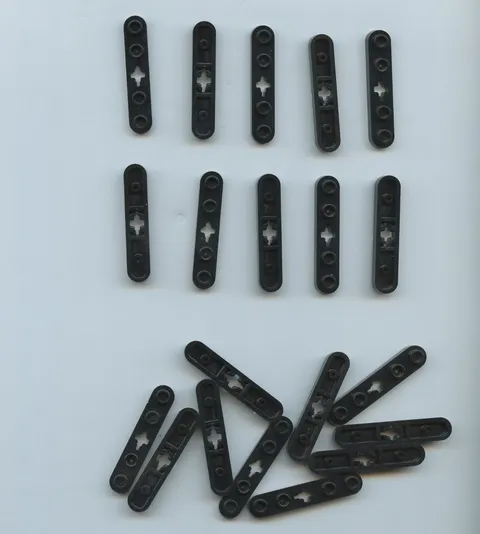 LEGO x20 Black Technic, Plate 1 x 5 with Smooth Ends, 4 Studs Center Axle Hole