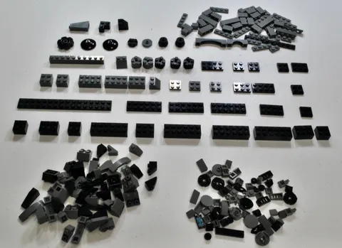 About 210 Lego Pieces/Parts Black & Dark Bluish Gray