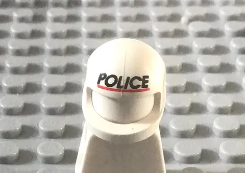 LEGO Classic Motorcycle Policeman Police Cop White Helmet with Police Print