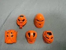 Bionicle Lot Of 5 Orange Masks (Huna, Rau, Matatu, Komau, Ruru