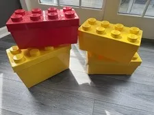 Set Of 4 LEGO Classic Storage  Case  3x Yellow And 1x Red Container Box Empty