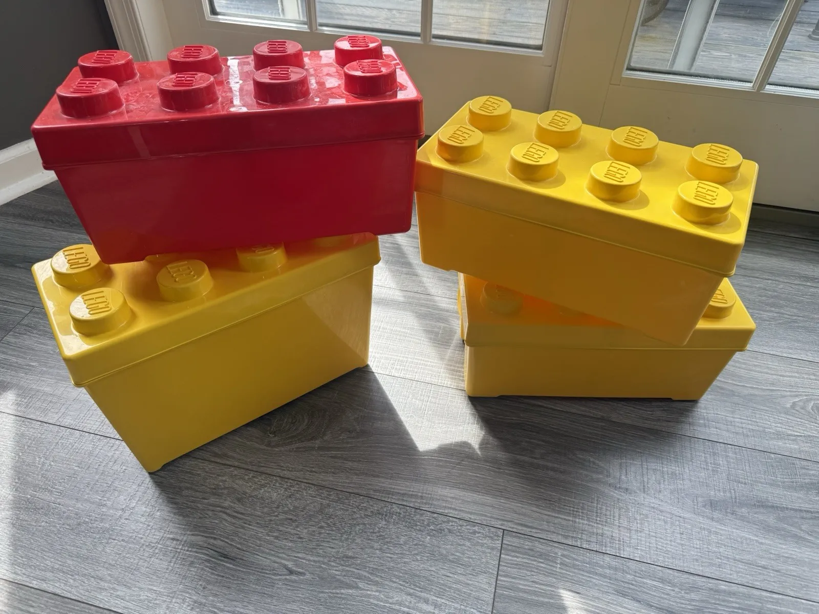 Set Of 4 LEGO Classic Storage  Case  3x Yellow And 1x Red Container Box Empty