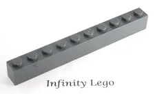 10 LEGO Dark Bluish Grey Bricks 1 x 10 (6111) - (10 Pieces)