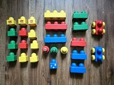 Vintage Lego Duplo Primo Baby Toddler Rattle Animals Turtle Train Cars Lot Of 26