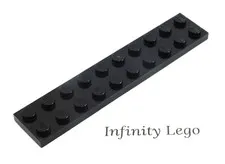 12 LEGO Black Plate 2 x 10 (3832) - (12 Pieces)