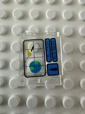LEGO Panel 1 x 2 x 2 - Hollow Studs with Globe and Rocket on Computer 4864bpb011