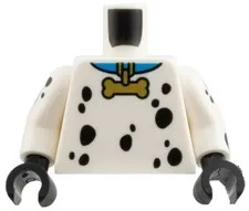 Lego New DALMATION Minifig TORSO White Black Spot Blue Collar Gold Bone Tag 28-7