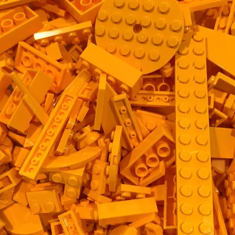 Lego Lot Bulk: Color: ORANGE. One Pound Assorted Pieces
