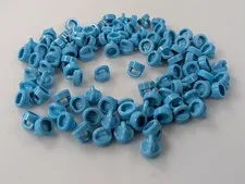 Lego x100 Medium Azure Tile, Round 1 x 1 with Loop # 77813 MOC Parts Bulk DOTS