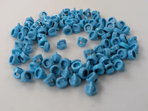Lego x100 Medium Azure Tile, Round 1 x 1 with Loop # 77813 MOC Parts Bulk DOTS