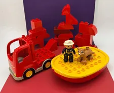Lego ☆ Duplo ☆ Fireman Truck & Boat with Figure & Dog : Mixed Lot