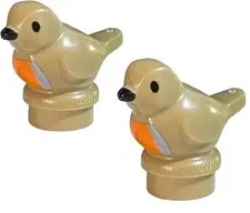 NEW LEGO Bird Dk Tan w/Black Eyes & Beak Light Bluish Gray Orange Chest Lot of 2