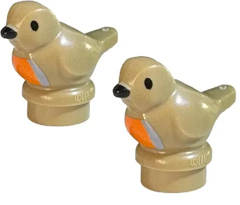 NEW LEGO Bird Dk Tan w/Black Eyes & Beak Light Bluish Gray Orange Chest Lot of 2