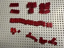 LEGO Classic Space Trans-Red 48pc Vintage Plates Bricks Tiles Bulk Lot Parts