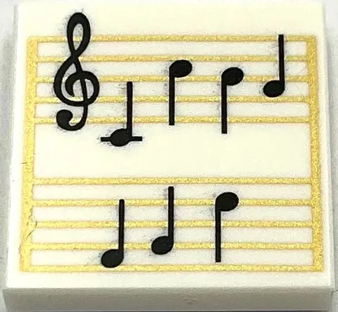 Lego New White Tile Flat Smooth 2 x 2 Sheet Music Black Treble Clef Music Notes