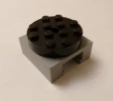 Lego x1 Light Bluish Gray 4x4 Locking Base, Black Top, 30516c02, 30658 (028-228)