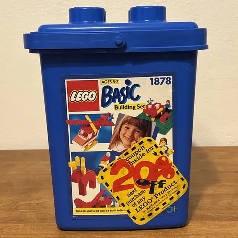 Vintage Rare 1991 Blue Lego Basic Building Set 1878 COMPLETE!! Kay-Bee Sticker!!