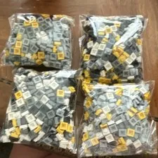 Bulk Lot Plastic Building Toy Tile Pieces Parts for LEGO Gray White Yellow Black