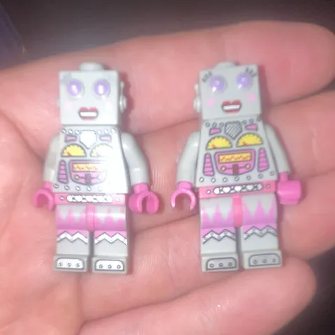 LEGO Minifigure Lot of 2 Gray & Pink Robot Female Figures Plastic
