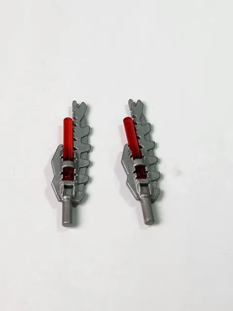 2X Lego Chima Silver VENGIOUS BLADE Gray Minifig Sword Chi Weapon w/Trans Red