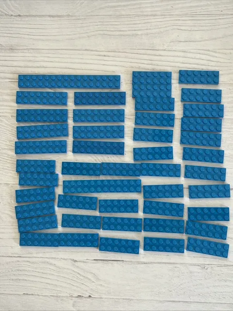 LEGO DARK AZURE BLUE LOT 47 PCS 2X8 2X6 PLATE AZUR VARIETY BUILDING PIECES