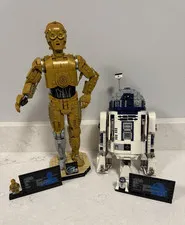 LEGO Star Wars C-3PO Set 75379 & R2-D2 Set 75398, 18+, Display Stand