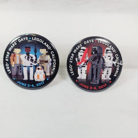LEGO LEGOLAND STAR WARS DAYS June 3-4, 2017 button pin Set Of 2