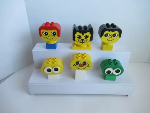 Lego Duplo Heads Cat Face Man and Woman Faces Googly Eyes Clown face