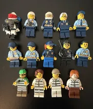LEGO City Police Officers Minifigure (14) Lot Cops  & Robbers Criminal Prisoner