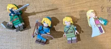 4pc lot Legend of Zelda Princess/Link green/blue Lego mini figs figures