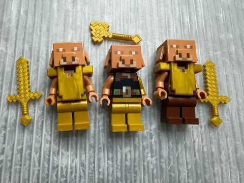 LEGO Minecraft Piglin MINIFIGURE LOT/3 Pearl Gold Armor 21168 sword 21185 Brute