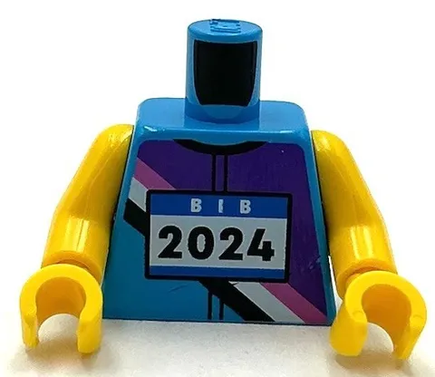 Lego New Dark Azure Minifig Torso Jersey w/ Dark Purple Dark Pink Black Race