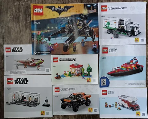 LEGO Instruction Books Lot of 8 Batman, Star Wars, Technic, City, Minecraft
