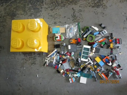 Lego Storage Block w Legos & Mega Block Yellow