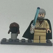 LEGO StarWars RARE old Obi-wan Kenobi w/original chrome hilt & Qui-Gon Jin’shair