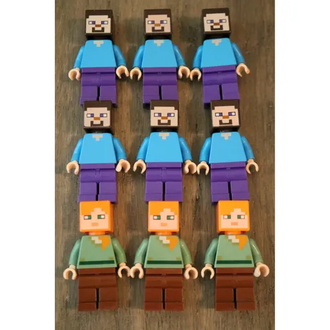 LEGO Minecraft Minifigures Lot of 9 Steve and Alex Figures Multi Pack Minifigs