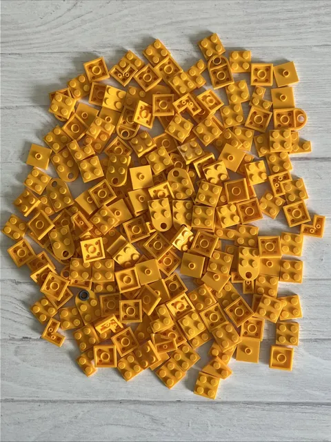 LEGO BRIGHT LIGHT ORANGE LOT 200 PCS 2X2 PLATE CENTER STUD HOLE CORNER VARIETY