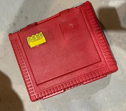 Vintage 1984 RED LEGO Building Block Brick Storage Travel Case and Duplo Set