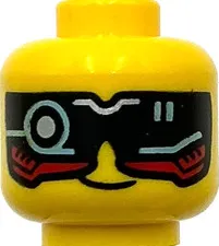Lego New Yellow Minifigure Head Dual Sided Black and Red Visor with Silver Part