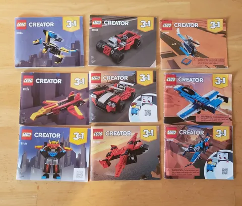 3 In 1 Lego Creator 31099 31100 31124 Instruction Books Total 9 Manuals Only