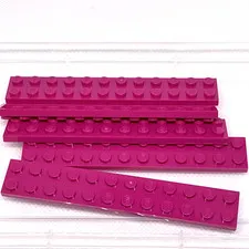 LEGO Parts - Magenta Pink Plate 2 x 12 - No 2445 - QTY 5