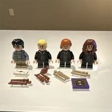 LEGO Harry Potter Minifigure Lot of 4 Harry Draco Ron Hermione w/ Accessories