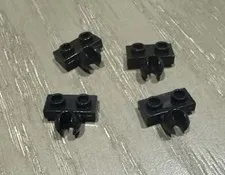 LEGO Plate 1 x 2 with Middle Ball Joint Socket (14704) 4 Pieces Black