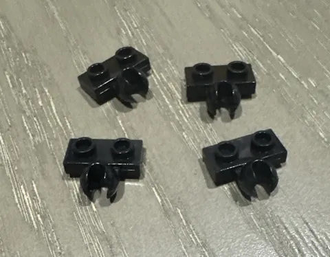 LEGO Plate 1 x 2 with Middle Ball Joint Socket (14704) 4 Pieces Black