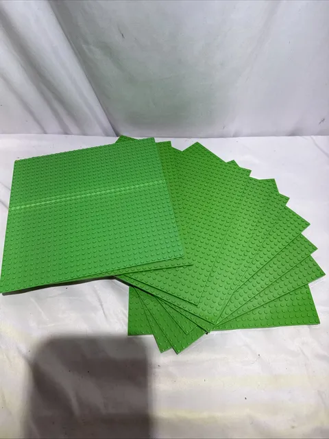 Lego Baseplate Lot of (9) 10x 10” Used Bright Green