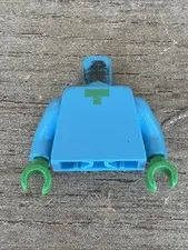 LEGO Minecraft Zombie Torso Blue Green Hands Body Part Pixelated V Neck Shirt