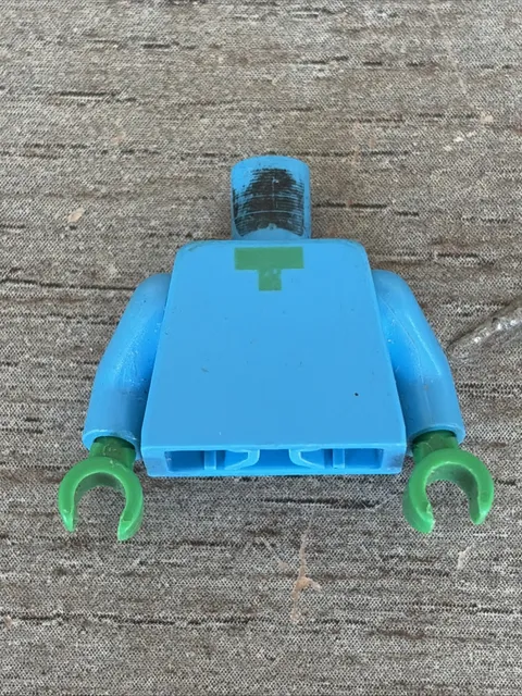 LEGO Minecraft Zombie Torso Blue Green Hands Body Part Pixelated V Neck Shirt