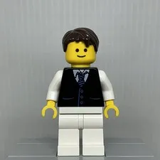 LEGO Town Creator twn190 Male Black Vest Striped Tie Minifigure 10243 Note